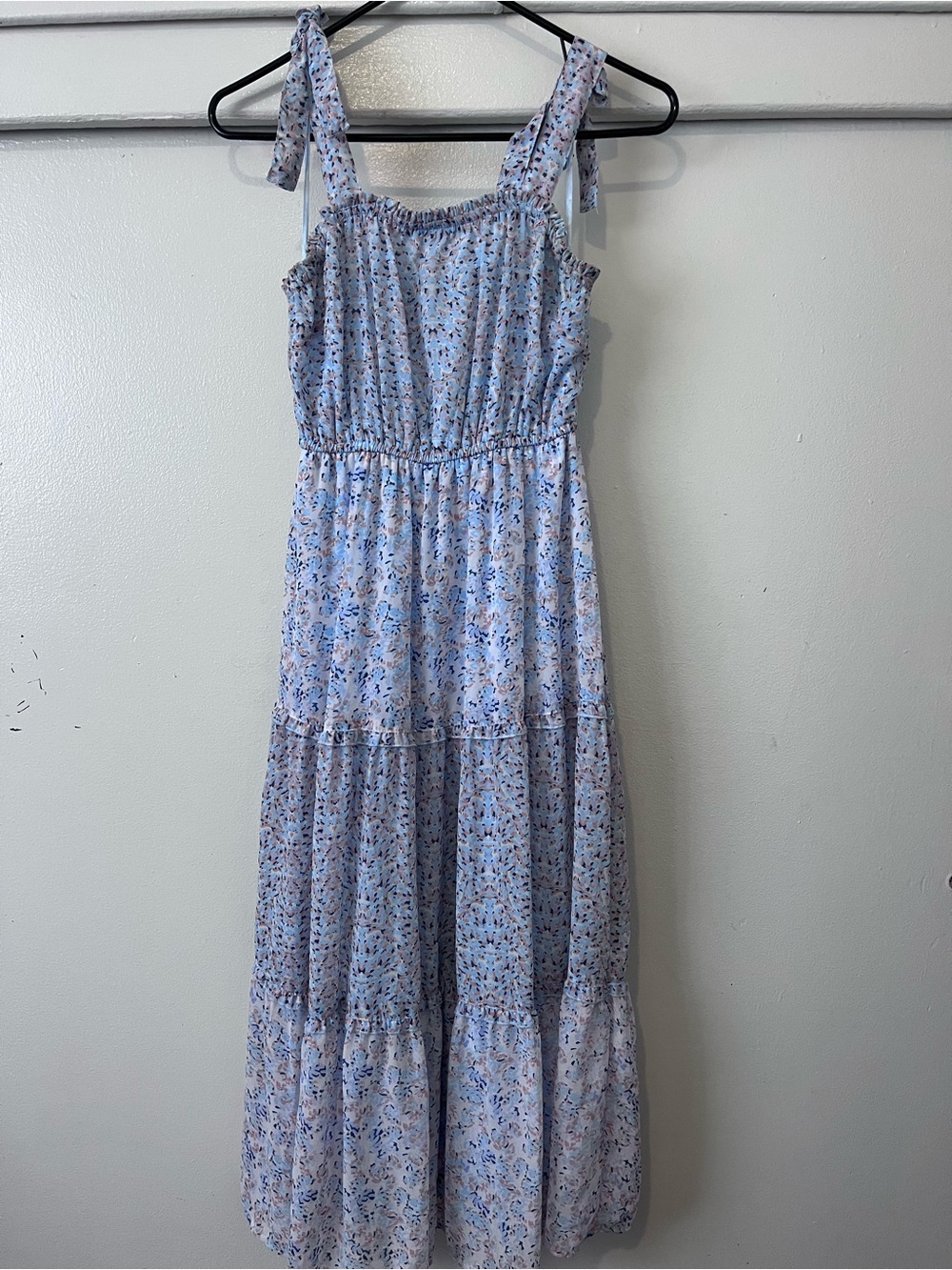 Japna Light Blue Floral Maxi Dress with Lavender Accents